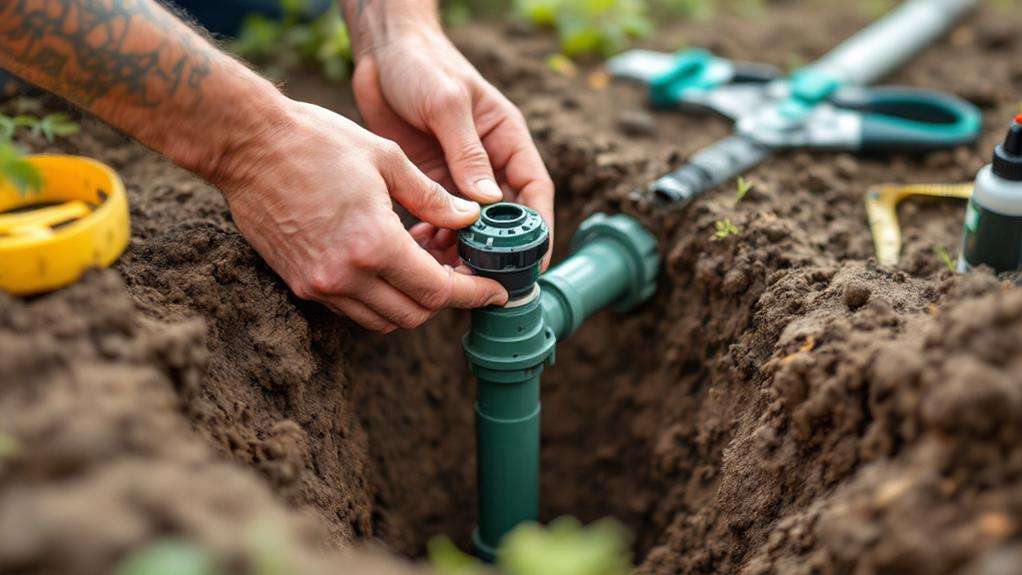 connecting sprinkler heads carefully precisely efficiently